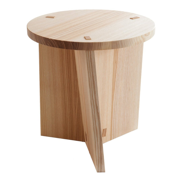 Natural wood stool featuring a sleek, minimalist design with light bamboo tones and subtle grain patterns.