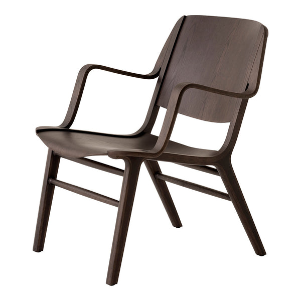 Stylish dark wood chair with smooth, minimalist design and natural finish, perfect for modern interiors.