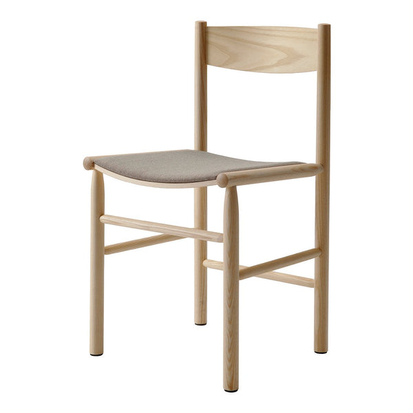 Light wood chair with natural finish and a subtle gray woven seat pattern, perfect for minimalist decor.