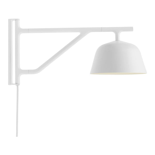 White wall-mounted lamp with a sleek design and minimalist curved shade. Ideal for modern decor accents.