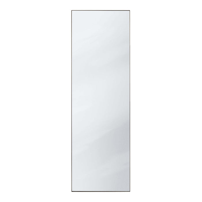 Sleek, frameless rectangular mirror with a smooth reflective surface and subtle gradient pattern.