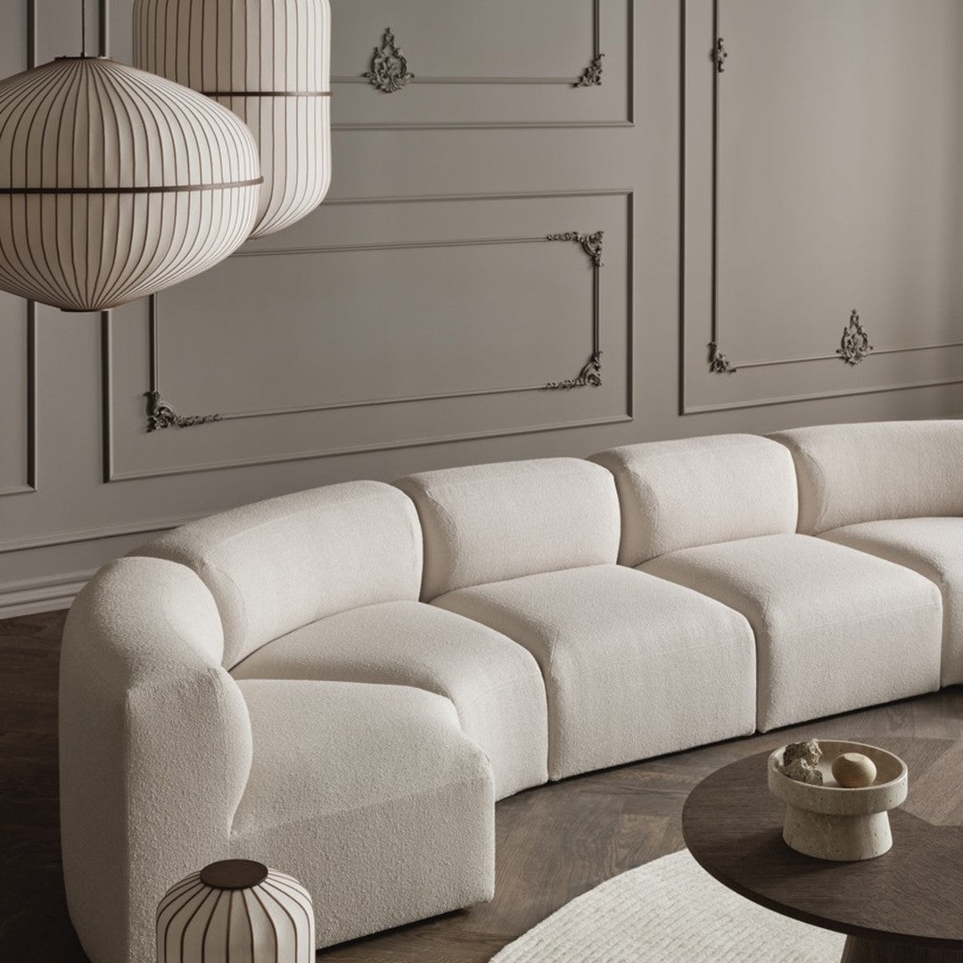 Angle Curved Semi-Circular Sofa w/ Center Pouf