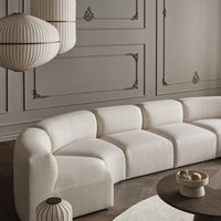 Angle Curved Semi-Circular Sofa w/ Center Pouf