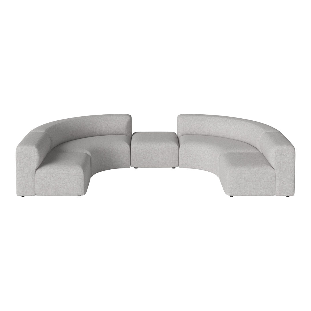 Angle Curved Semi-Circular Sofa w/ Center Pouf