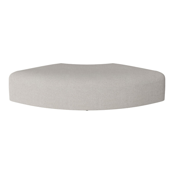 Light gray upholstered ottoman with a smooth, subtle texture, perfect for modern decor.
