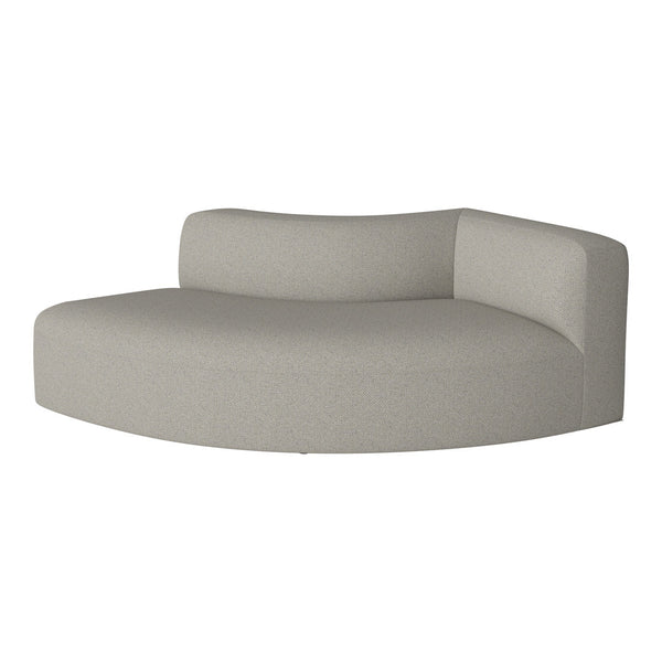 Light gray curved sofa with a subtle textured pattern. Modern and minimalist design perfect for any space.