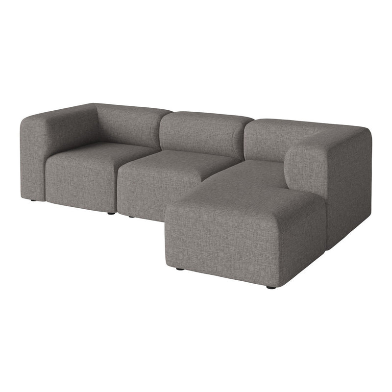 Gray sectional sofa with a sleek, modern design, featuring a textured fabric pattern for a stylish look.