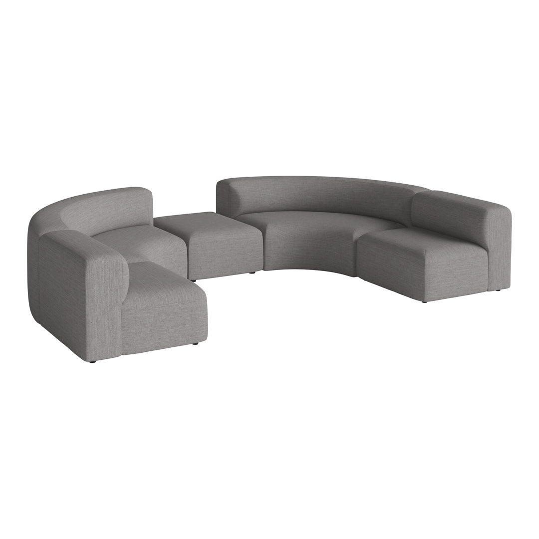 Angle Curved Semi-Circular Sofa w/ Center Pouf