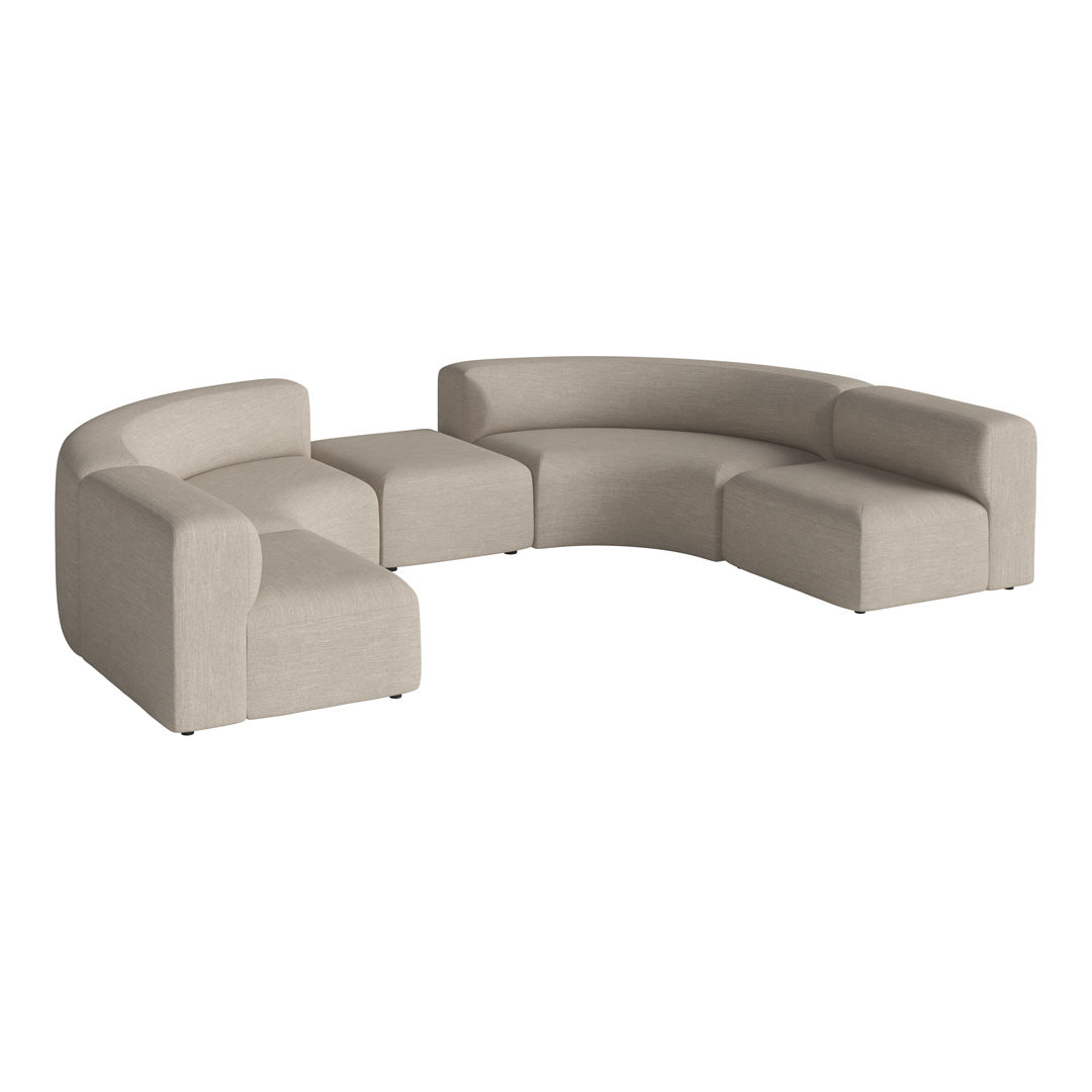 Angle Curved Semi-Circular Sofa w/ Center Pouf