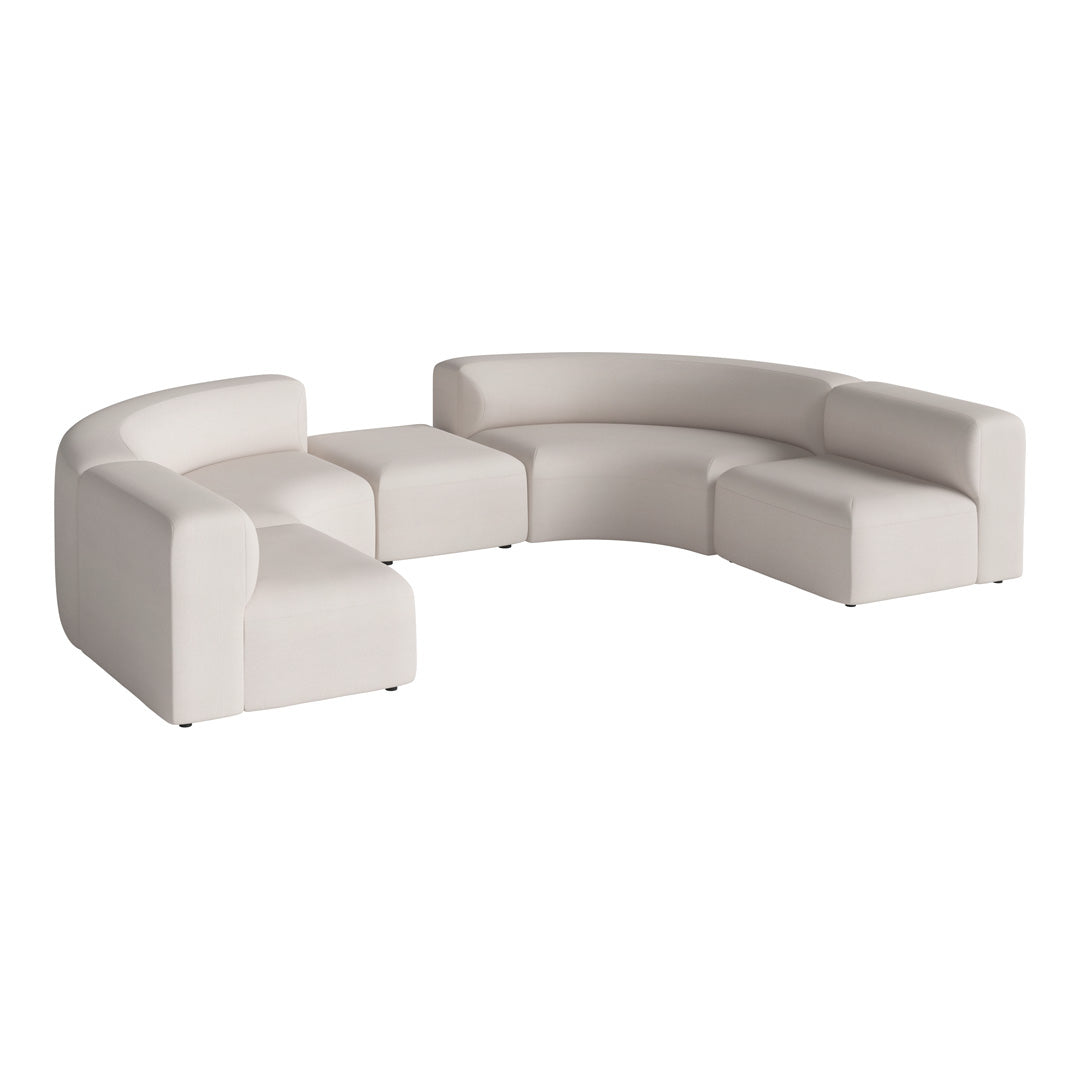 Angle Curved Semi-Circular Sofa w/ Center Pouf