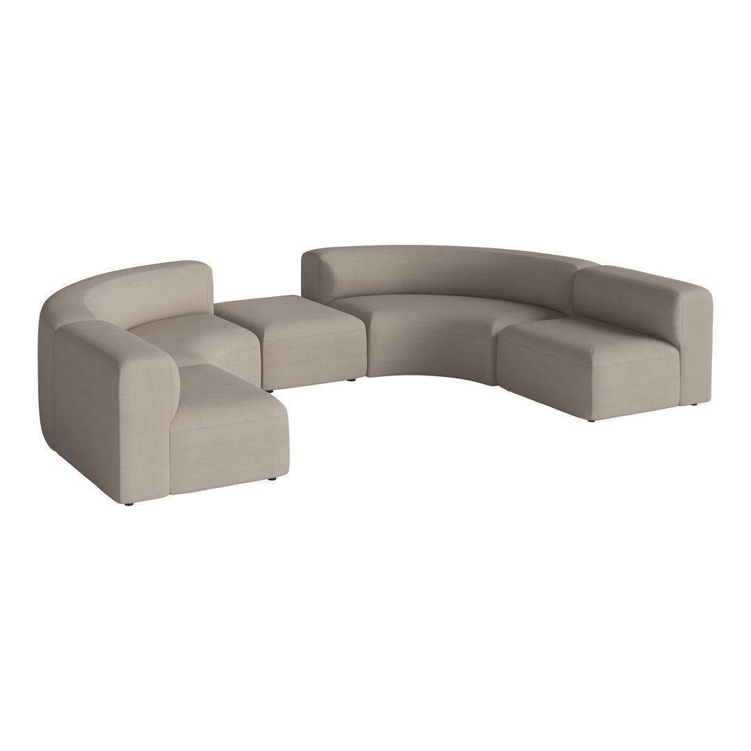 Angle Curved Semi-Circular Sofa w/ Center Pouf