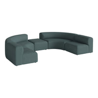 Angle Curved Semi-Circular Sofa w/ Center Pouf