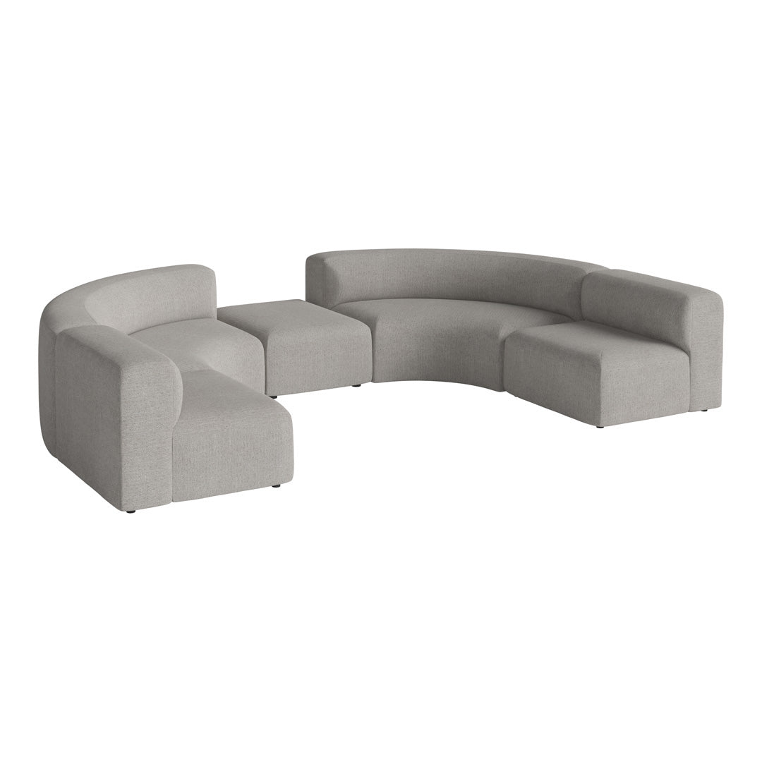 Angle Curved Semi-Circular Sofa w/ Center Pouf