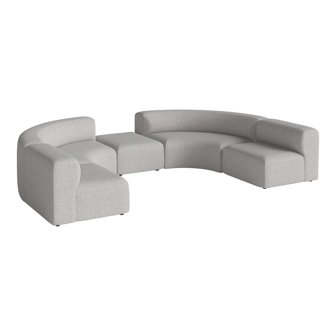 Angle Curved Semi-Circular Sofa w/ Center Pouf