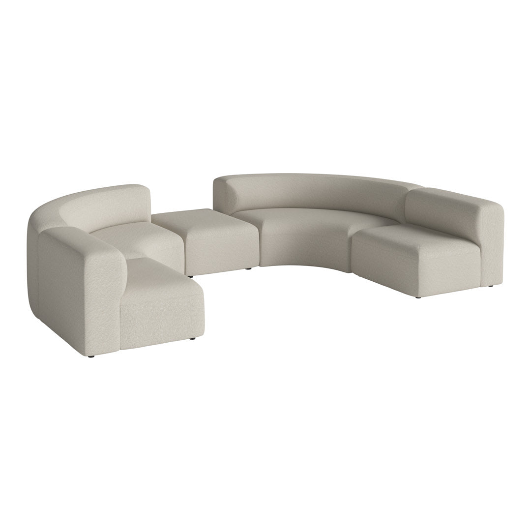 Angle Curved Semi-Circular Sofa w/ Center Pouf