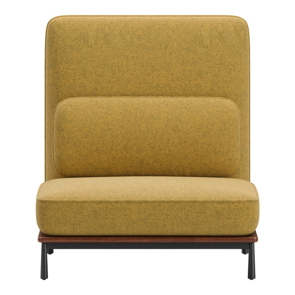 Yellow textured upholstery with clean lines and modern design. Stylish, minimalistic chair for any interior.