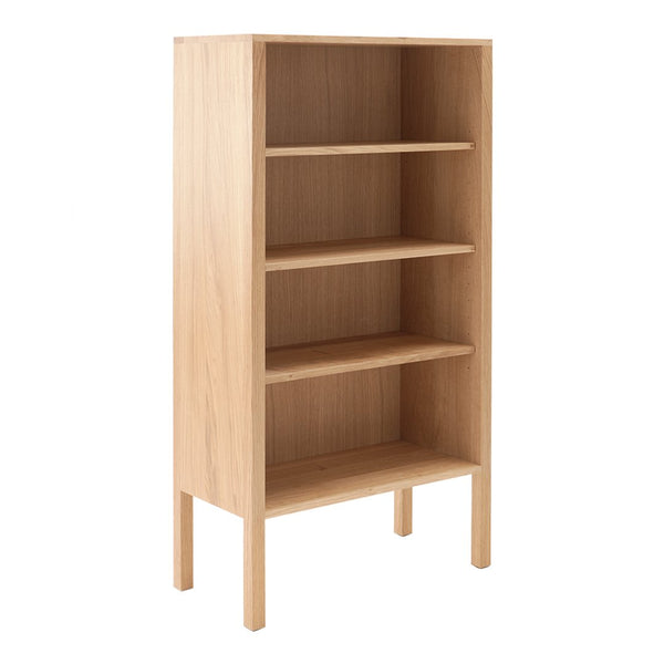 Light oak bookshelf with a smooth, natural wood finish and simple, minimalist design. No visible patterns.