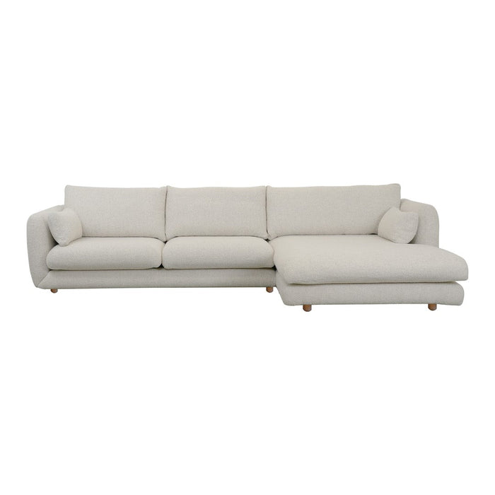 Stylish light beige sectional sofa with clean lines and modern design. Perfect for contemporary living spaces.