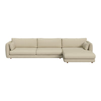 Bloom 3-Seater Sofa w/ Chaise Lounge - Wooden Legs