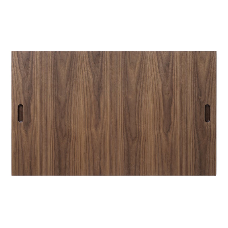 "Rich walnut wood grain texture with subtle linear patterns, perfect for modern decor."