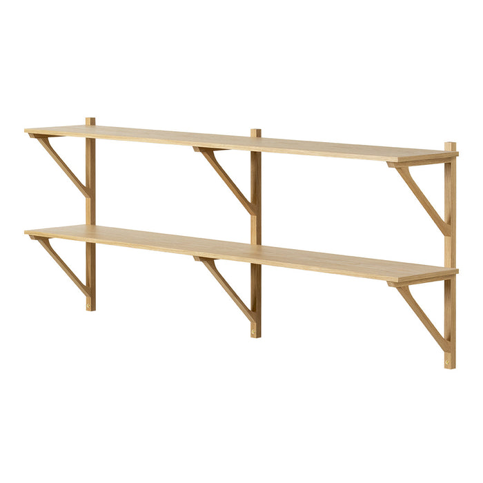 Natural wood shelf with a sleek, minimalist design featuring light beige tones and smooth surfaces.