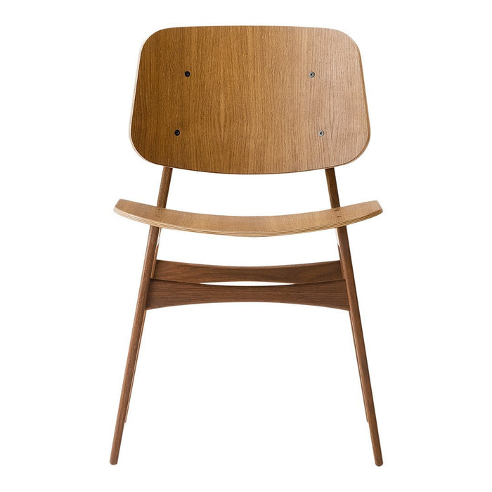 "Natural wood chair with a warm oak finish and smooth, minimalist design."