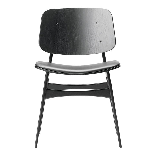 Black modern chair with a minimalist design, featuring smooth lines and a sleek finish. Perfect for contemporary interiors.