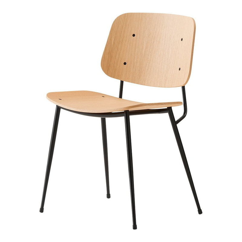 Natural wood in light tones with sleek black metal legs, featuring a minimalist design and smooth surfaces.