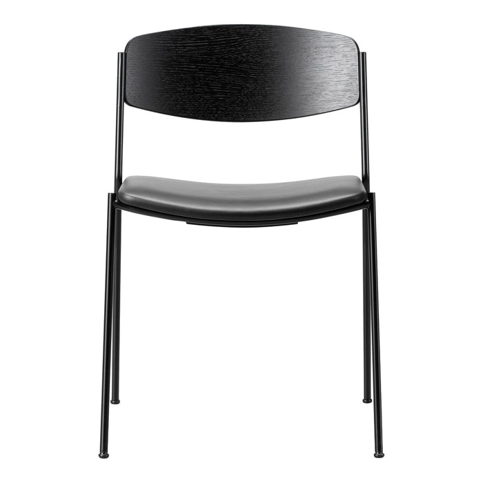 Black wooden chair with a sleek, minimalist design and smooth matte finish. Ideal for modern decor.