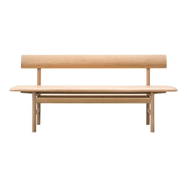 Natural wood bench in a light, minimalistic design with smooth patterns and a sleek finish. Ideal for modern spaces.