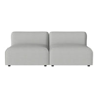 Modern two-piece modular sofa in soft light gray upholstery with a minimalist design. Perfect for any contemporary space.