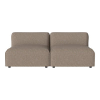 Dual modular sofa in warm taupe fabric with subtle texture and minimalist design, perfect for modern interiors.