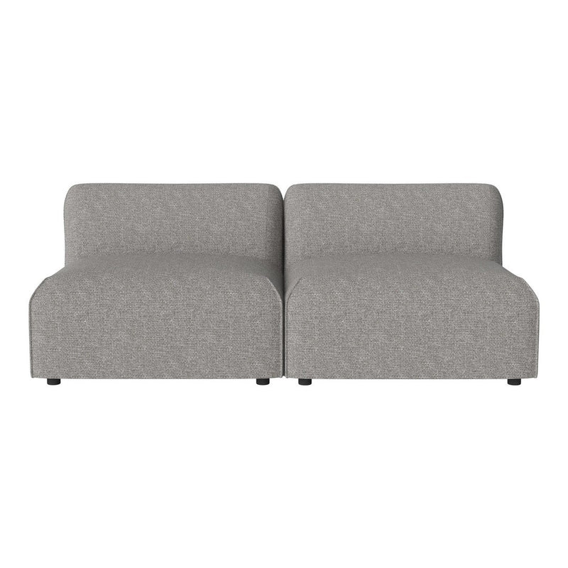 Gray upholstered modular couch with a smooth, textured pattern and rounded edges, perfect for modern living spaces.