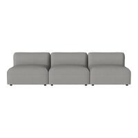 Gray modular sofa with a sleek, minimalist design and subtle texture in the fabric.