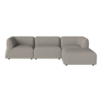 Modern beige sectional sofa with clean lines and smooth fabric. Ideal for contemporary living spaces.