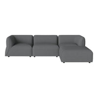 Modern gray sectional sofa with smooth, solid fabric and minimalist design, perfect for contemporary living spaces.