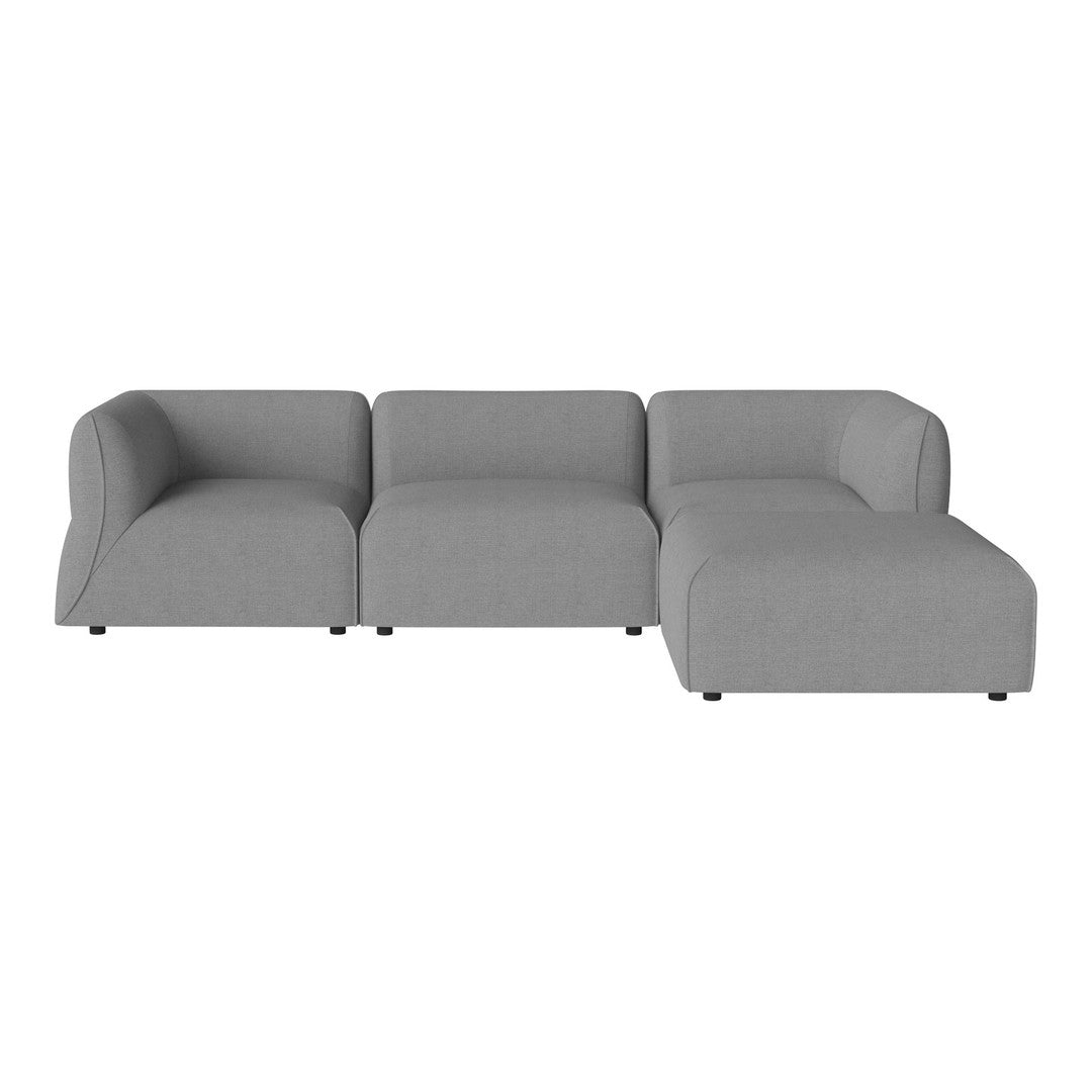 Gray modular couch with a smooth, solid fabric texture and minimalist design. Perfect for modern interiors.