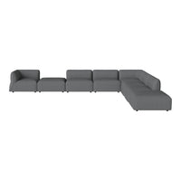 Stylish gray sectional sofa with a modern design and smooth texture, perfect for contemporary living spaces.