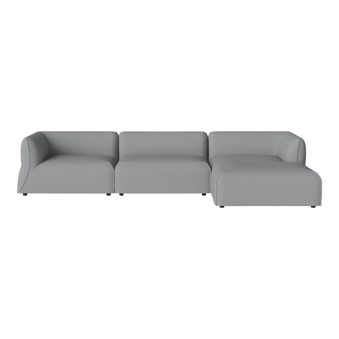 Gray modular sofa with clean lines and smooth upholstery, perfect for modern living spaces.