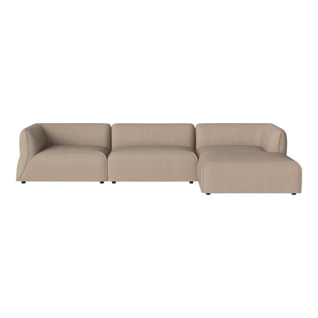 Beige modular sofa with a smooth, minimalist design and subtle texture. Ideal for modern living spaces.