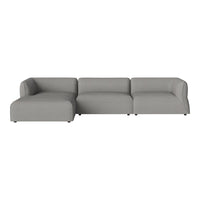 Modern gray sectional sofa with smooth upholstery and minimalist design, perfect for contemporary living spaces.