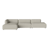 Light beige sectional sofa with a minimalist design and smooth, modern lines. Ideal for contemporary living spaces.