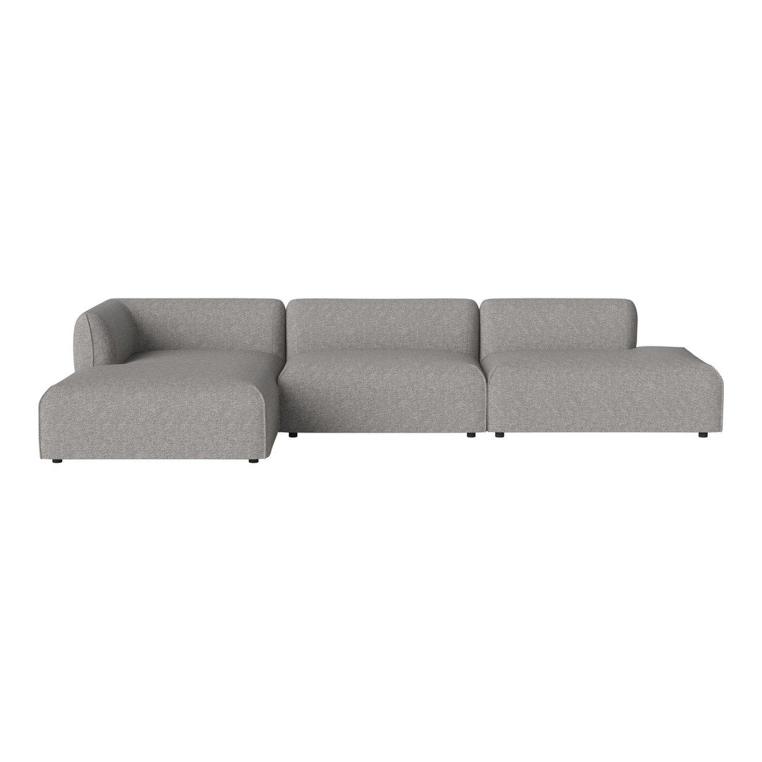 Modern sectional sofa in light gray fabric with textured pattern and clean lines, ideal for contemporary spaces.