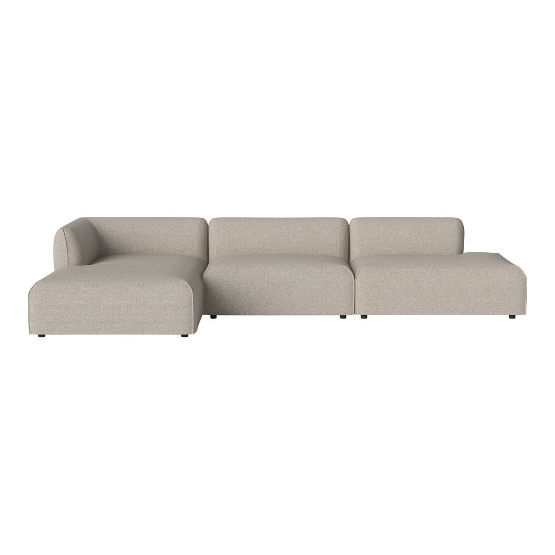 Light beige sectional sofa with a clean, modern design and soft, textured fabric. Ideal for contemporary interiors.