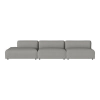Light gray modular sofa with a minimalist design and smooth fabric texture, perfect for modern living spaces.