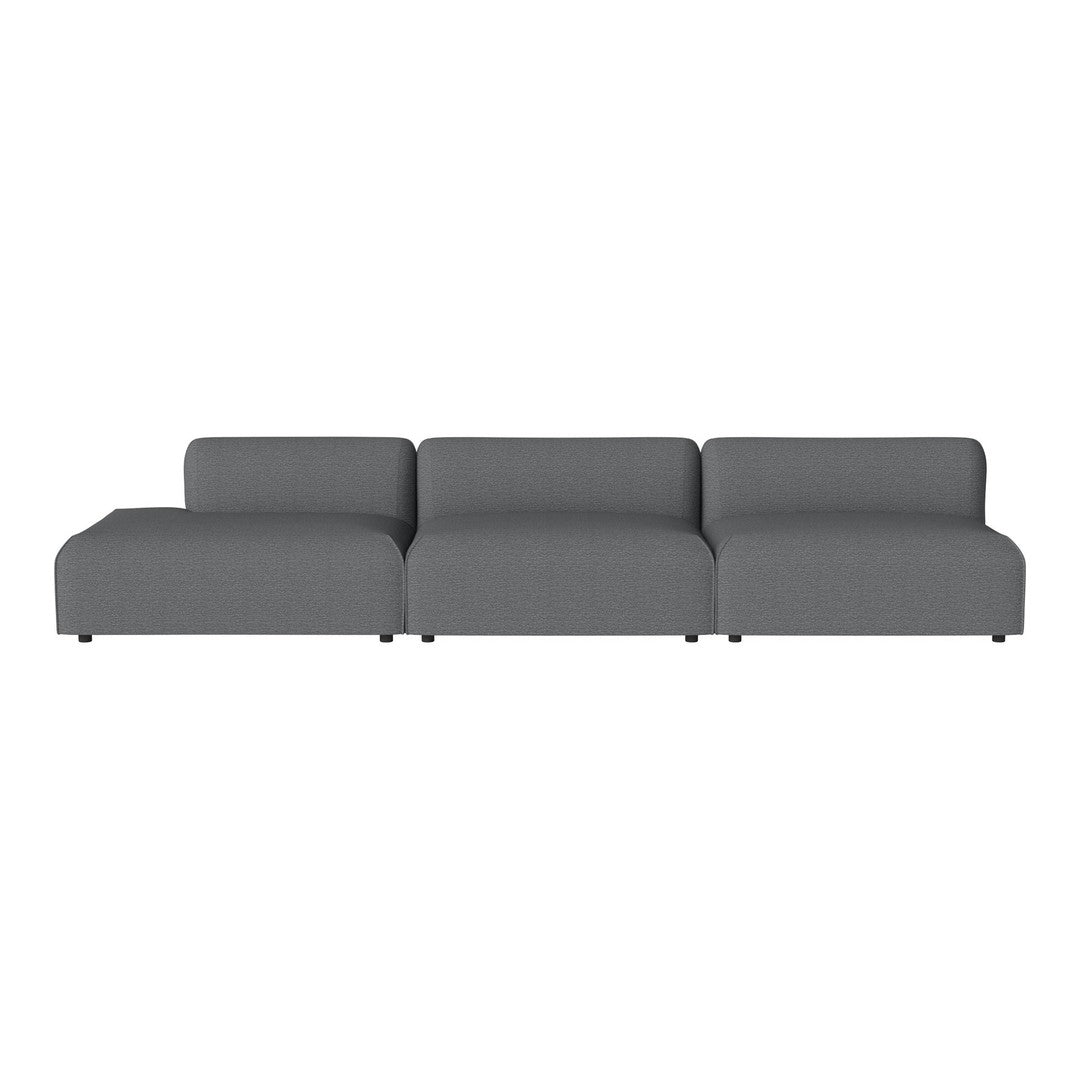 Modern gray sectional sofa with clean lines and a minimalist design, perfect for contemporary interiors.
