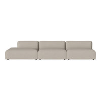 Beige modular sofa with a smooth, minimalist design and subtle texture, perfect for modern living spaces.