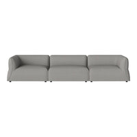 Grey modular sofa with a smooth texture and modern design, featuring clean lines and a minimalist style.
