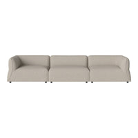 Light beige three-piece sofa with a smooth, textured fabric and modern minimalist design. Perfect for any decor.
