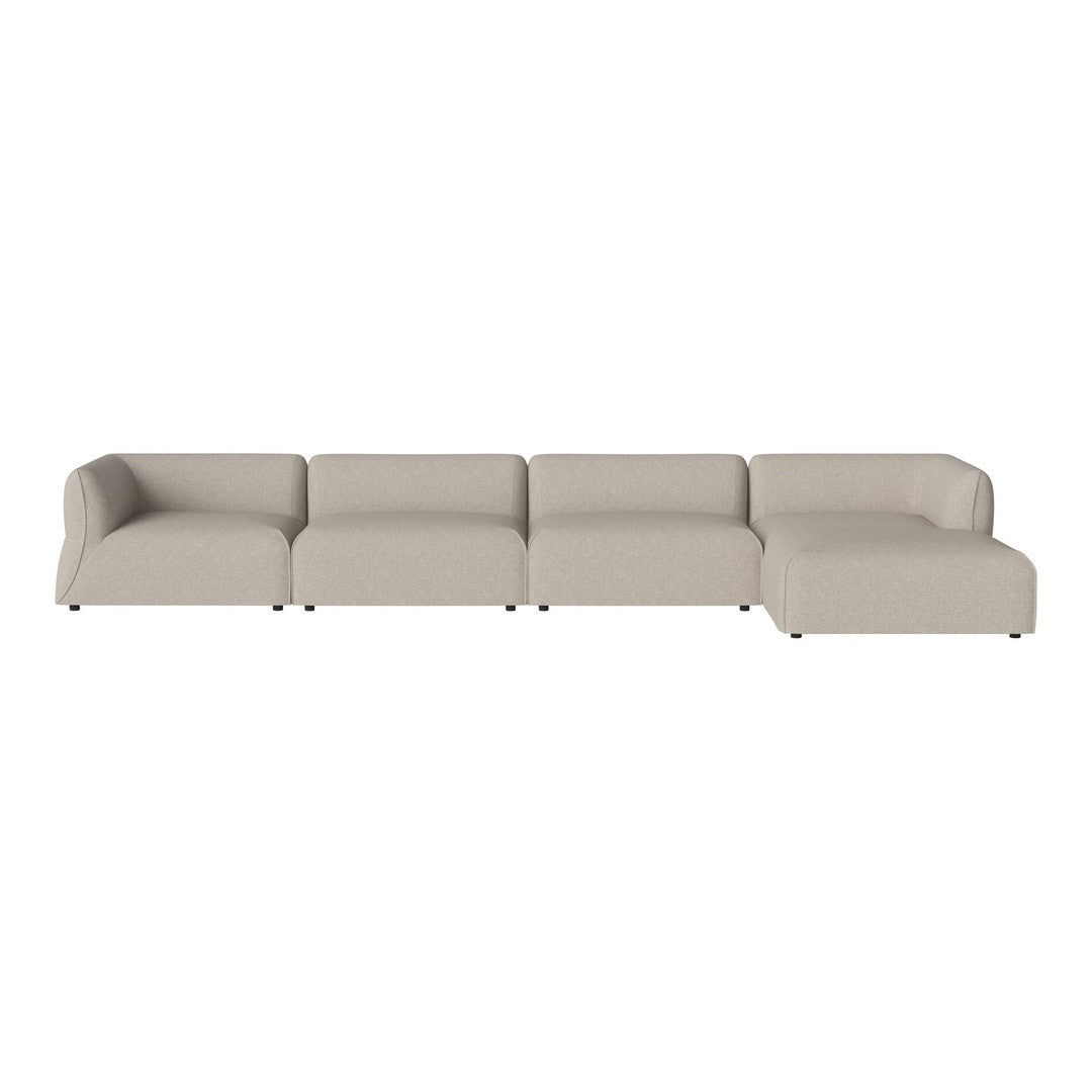 Stylish modular sofa in soft beige upholstery with a minimalist, contemporary design. Perfect for modern interiors.